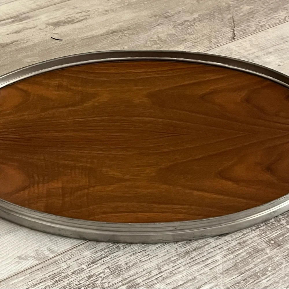 Vintage Royal Holland Teak
Wood Oval Tray Pewter Frame Rim 16.75" MCM
1950's - Picture 2 of 14